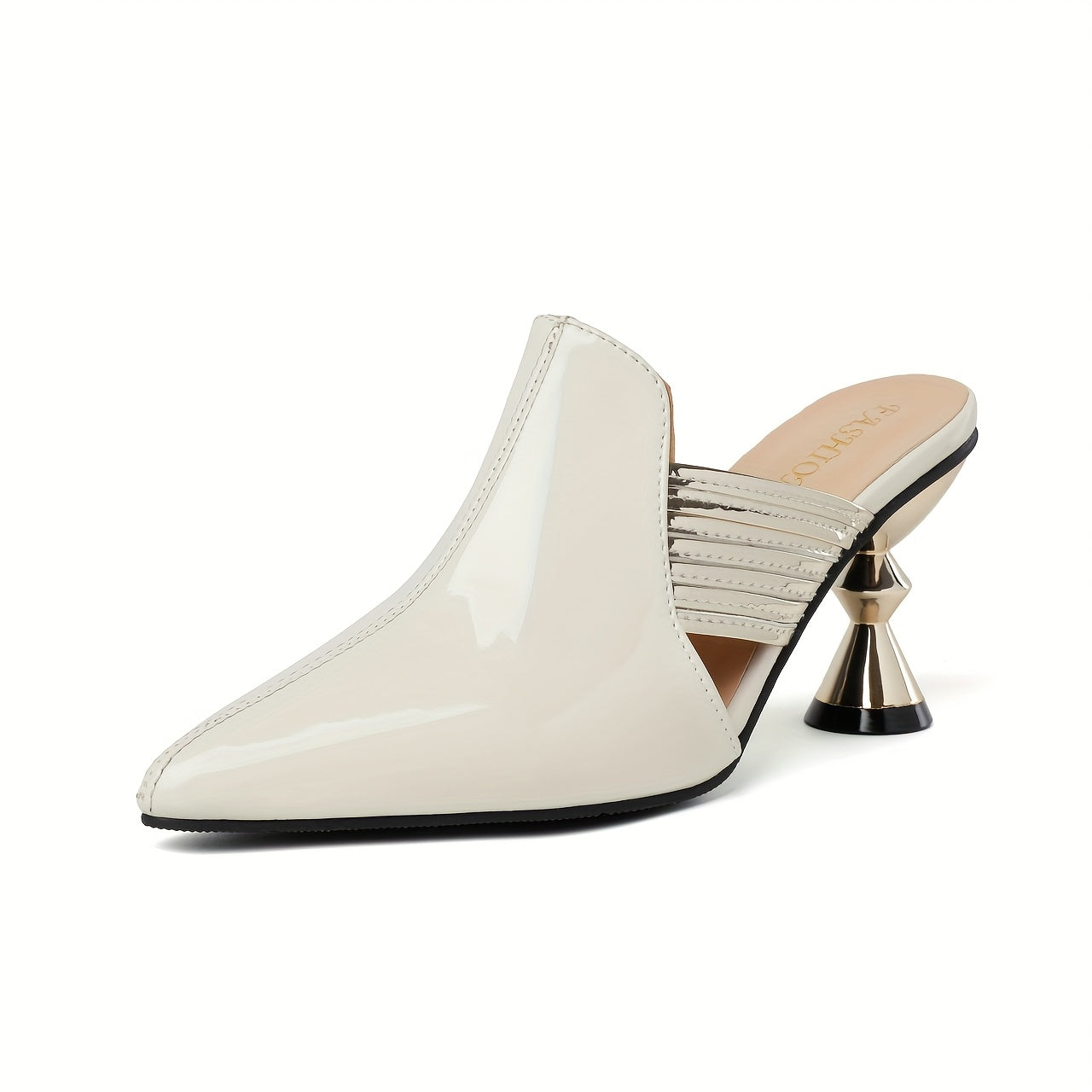 Women's Leather Pointed Toe Mules Summer Chunky Heel Outdoor Shoes