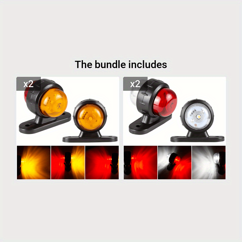2Pcs Universal 12-24V Side Indicator Lamps Double Side Lighting Bulb for Truck