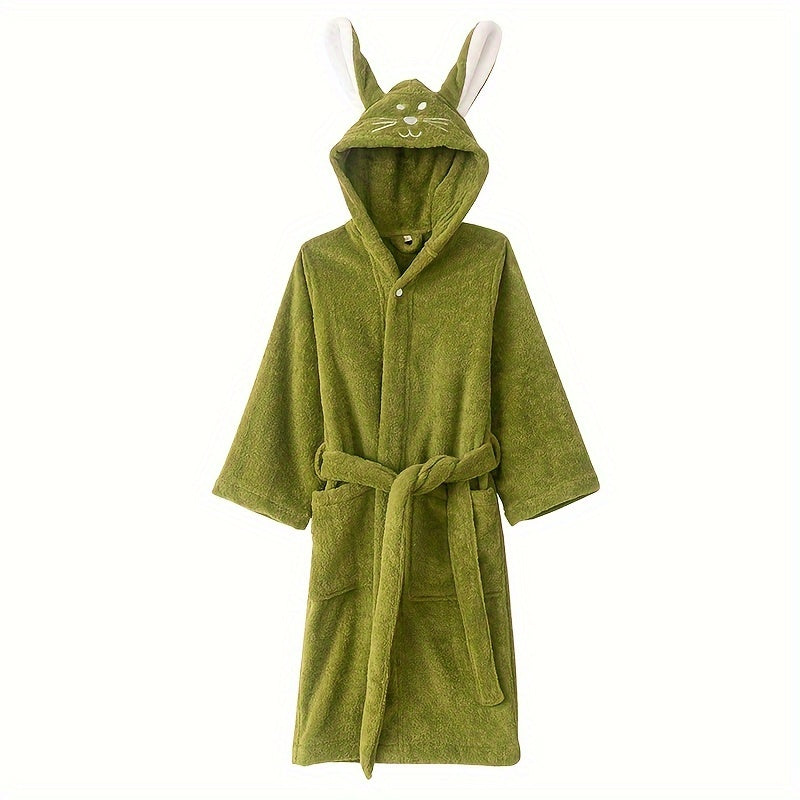Children's Cotton Bathrobe with Rabbit Face Design, Quick-Drying, for Kids
