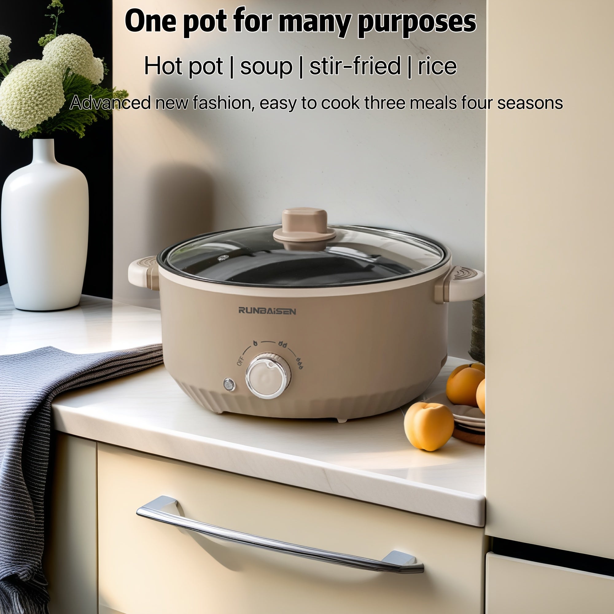 24cm Electric Cooking Pot Non-Stick Multi-Functional Quick Heating for Home Dorm Party