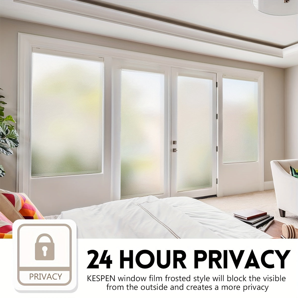 PVC Window Privacy Film Frosted Static Cling Sun and Heat Control for Home