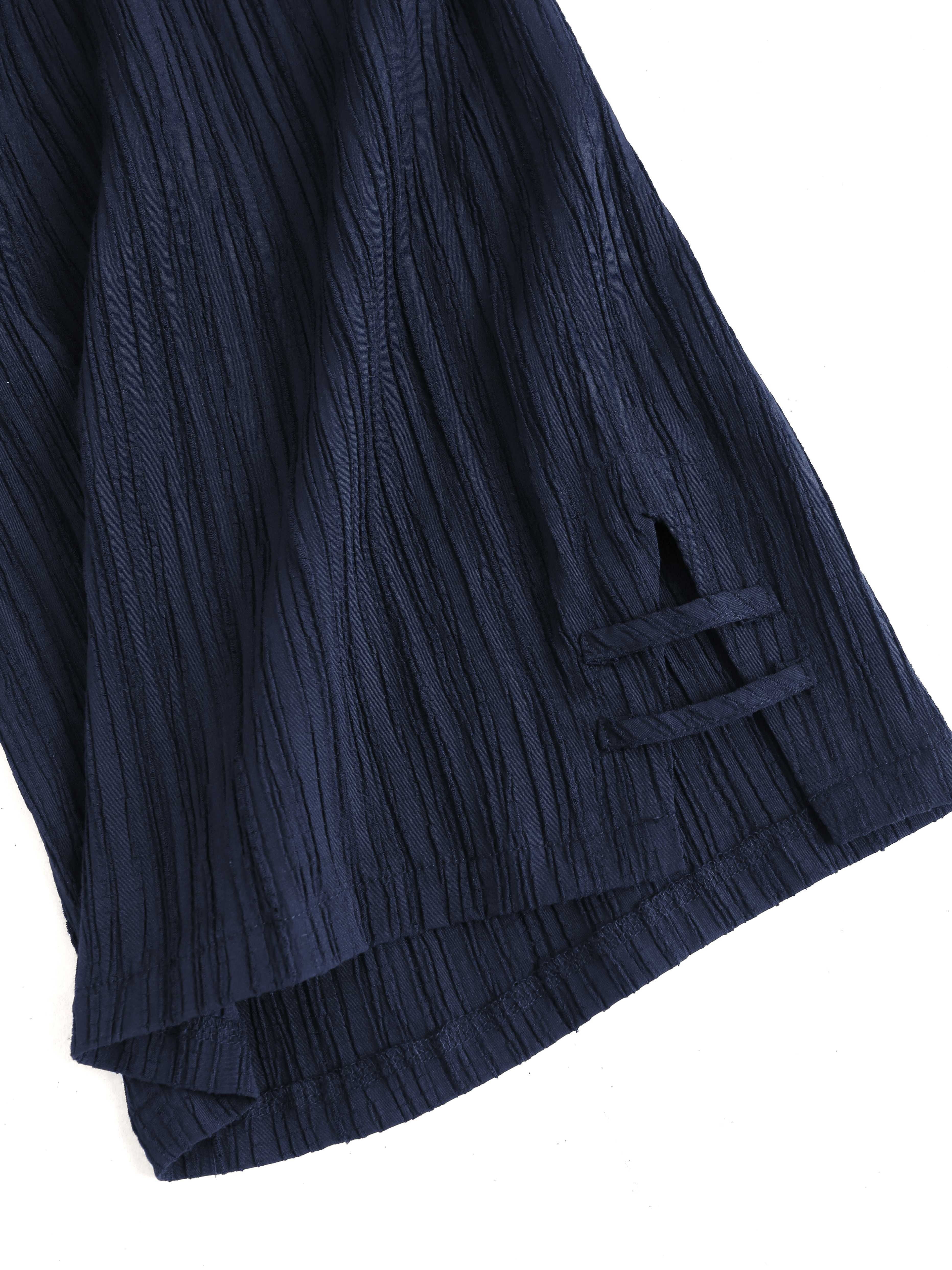 Plus-Size Women's Pleated Striped Wide-Leg Capri Pants Elegant Style