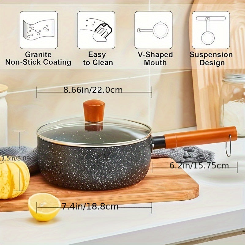 Non-Stick Black Ramen Pot and Skillet Set with Cool Handle, 19.81cm and 21.84cm