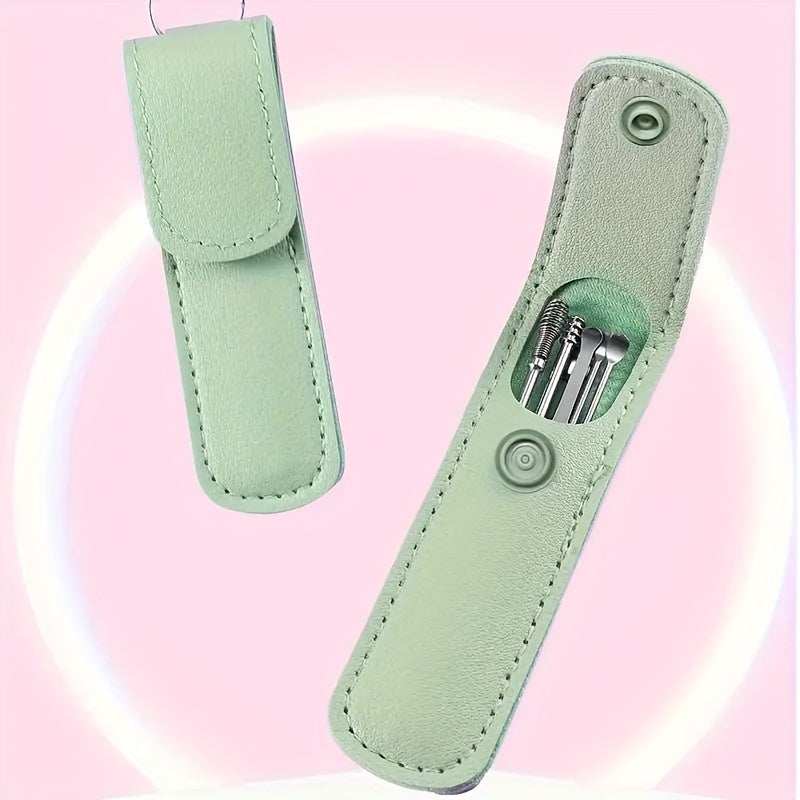 Ear Care Kit with 6 Stainless Steel Ear Spoons and Storage Case for Daily Cleaning