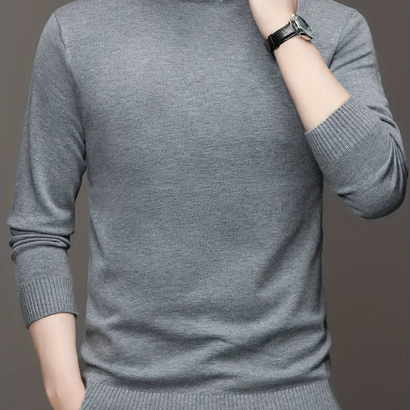 Men's Solid Color Turtleneck Sweater Knit Pullover Fall Winter Warm Casual