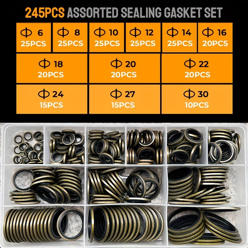 Hydraulic Rubber Oil Pipe Seal Gasket Kit NBR Metal Ring Assortment