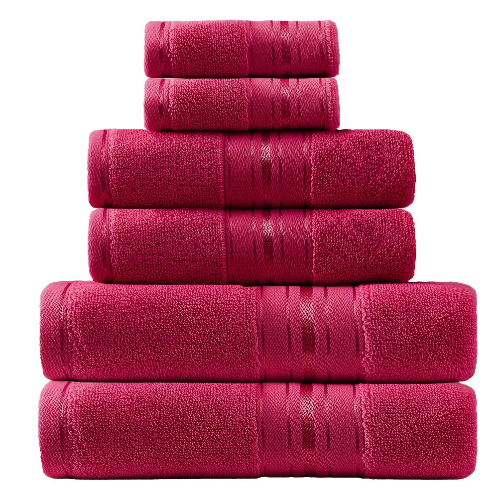 Set of 6 Absorbent Cotton Bath Towels for Spa Hotel Bathroom Use