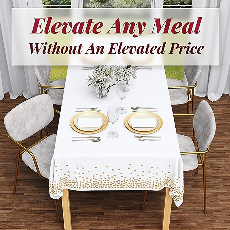 Black and Gold Dot Tablecloth for Parties and Events Easy to Clean Eco-Friendly 60x84 Inches