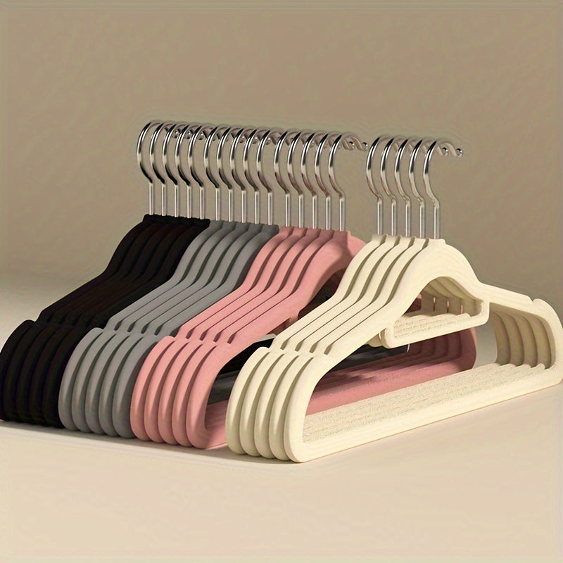 Non-Marking Flocked Hanger with Anti-Slip Grip for Closet Storage