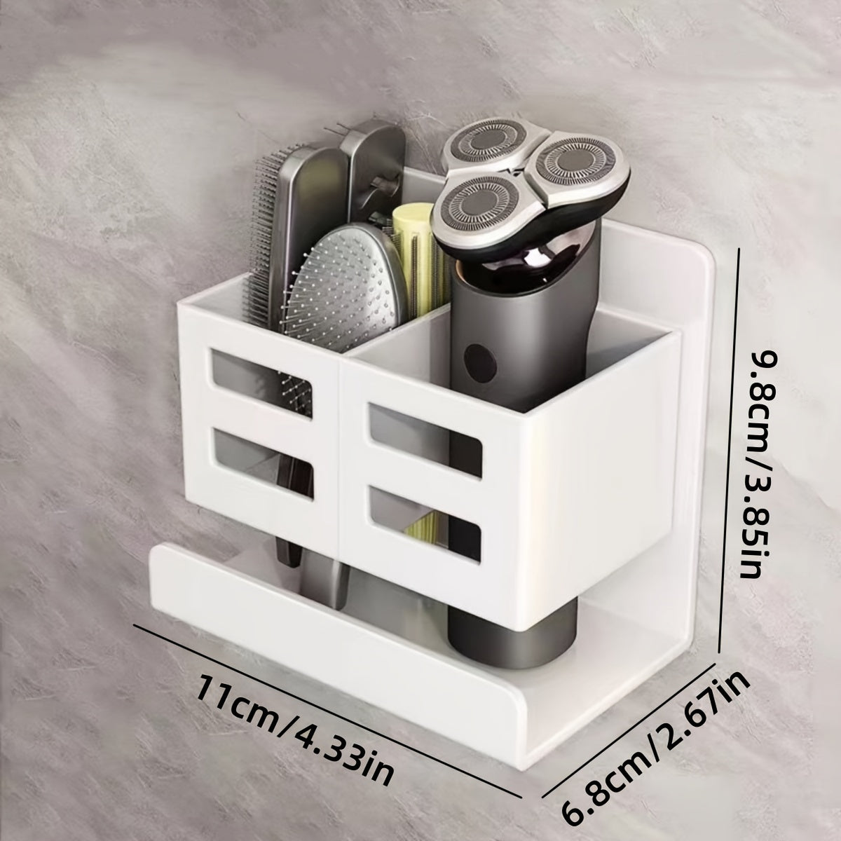 Bathroom Wall Organizer with Storage Cylinder for Combs Toothbrush and Razor