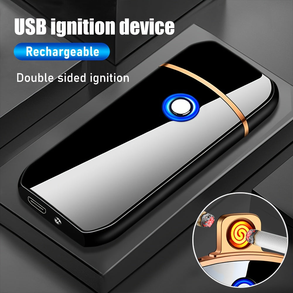 Unisex Metal Rechargeable Windproof Electric Lighter with Touch Switch