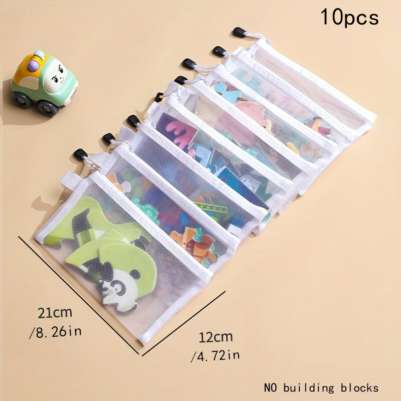 Set of 10 Multi-Purpose Fabric Storage Bags for Toys Documents and Stationery
