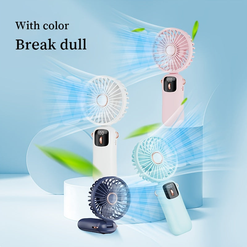 Portable Handheld Mini Fan USB Rechargeable 5 Speeds Foldable for Travel Outdoor Indoor