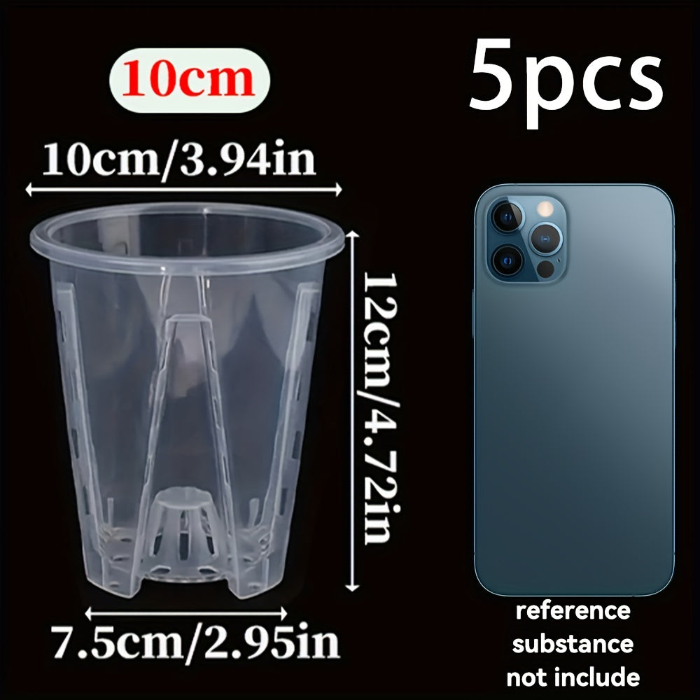 Clear Plastic Orchid Pots with Drainage Holes Pack of 5 for Indoor Outdoor Plants