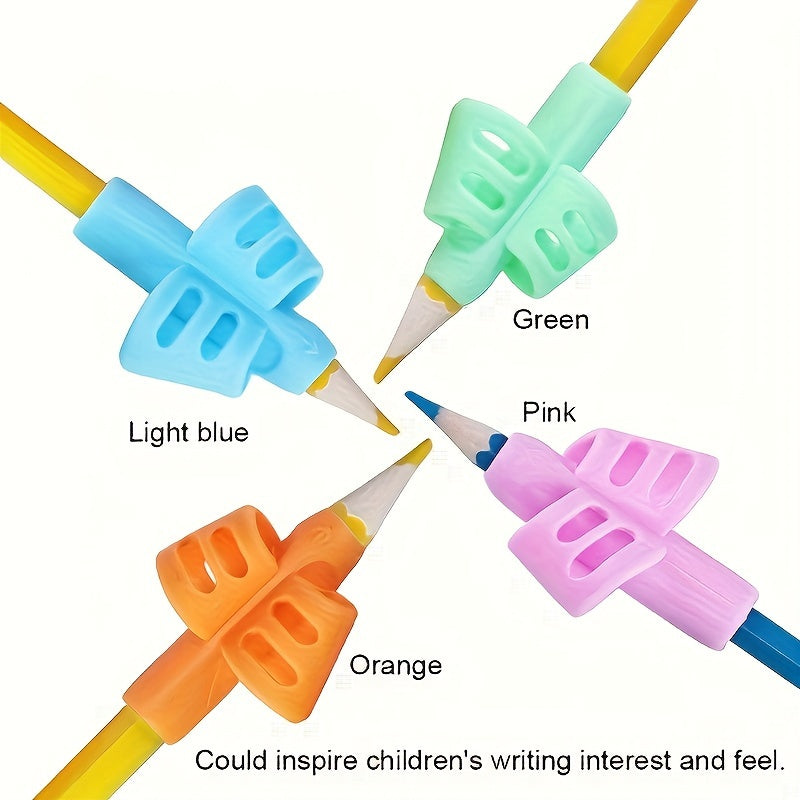 Herramienta de escritura de silicona de dos dedos para niños, color mezclado, ayuda para estudiar, regalo de Ramadán