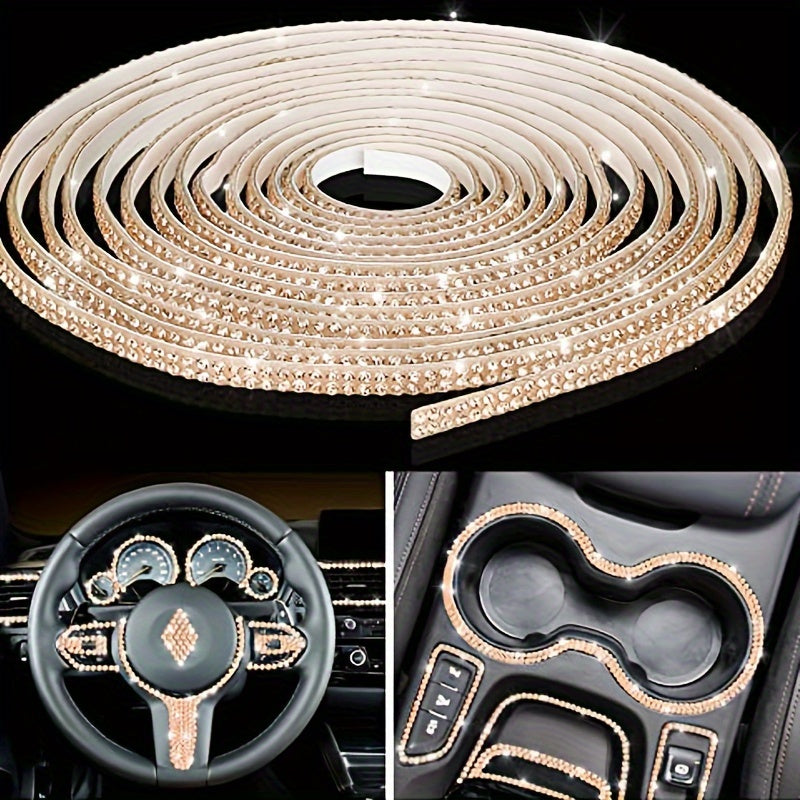 DIY Rhinestone Car Trim Strips Self-Adhesive Glitter Molding Stickers for Interior and Exterior Decor
