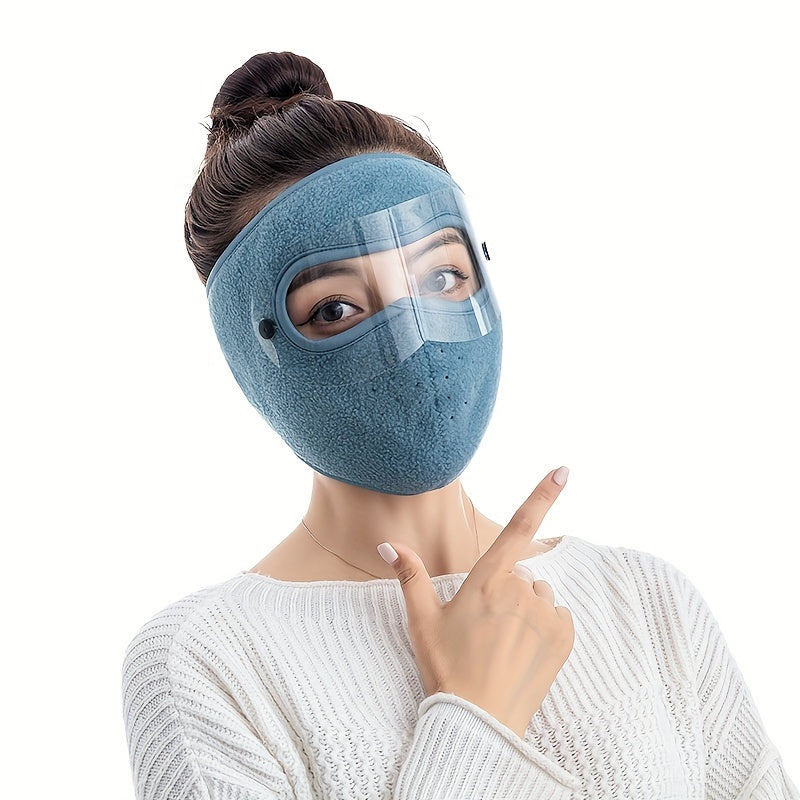 Winter Fleece Face Mask with Goggles Breathable Windproof Dustproof for Cycling and Outdoor Sports