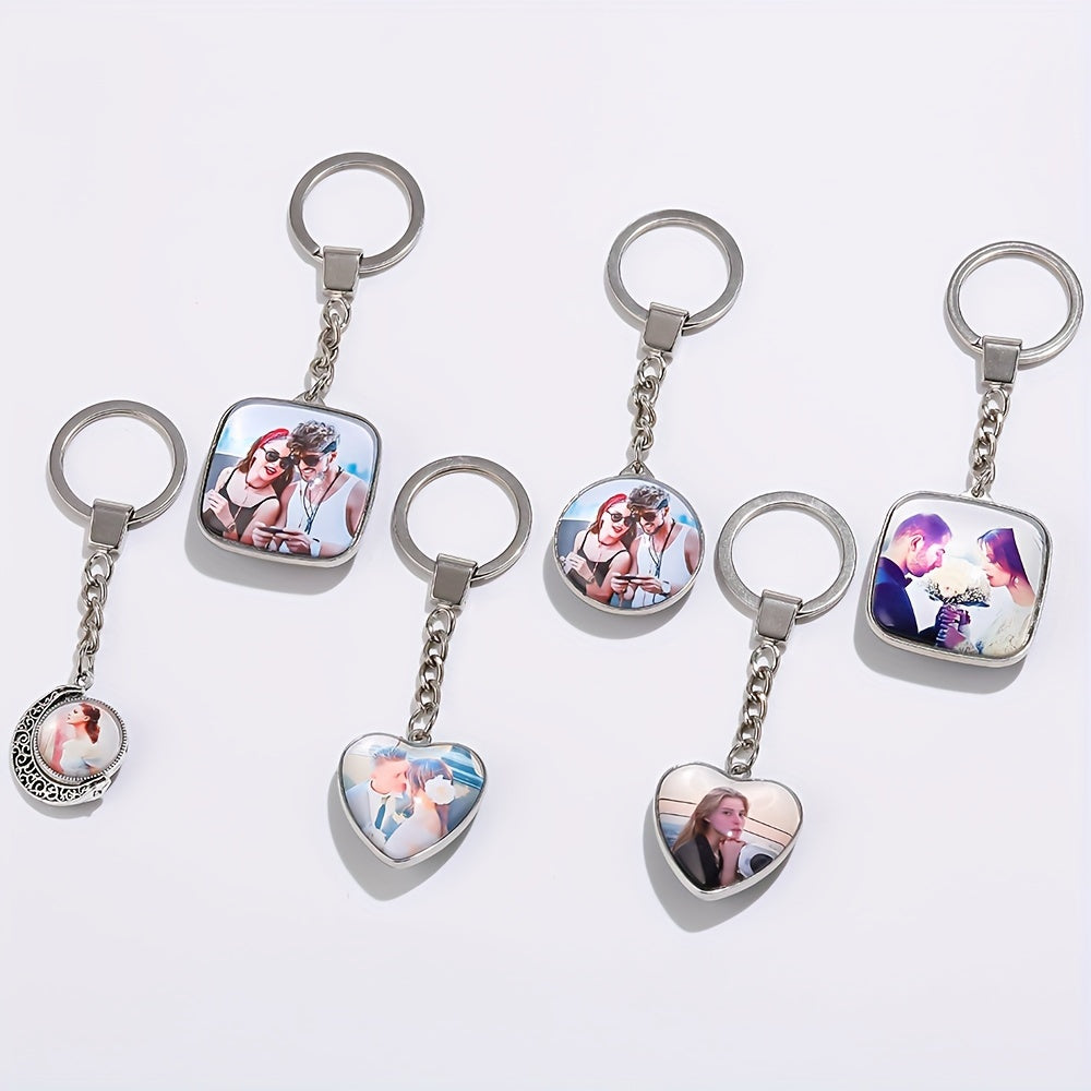 Personalized Love Heart Keychain with Photo Insert for Gifts and Keepsakes
