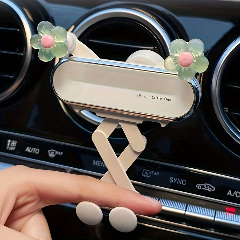 Women Silver PVC Car Phone Holder Air Vent Mount for Navigation