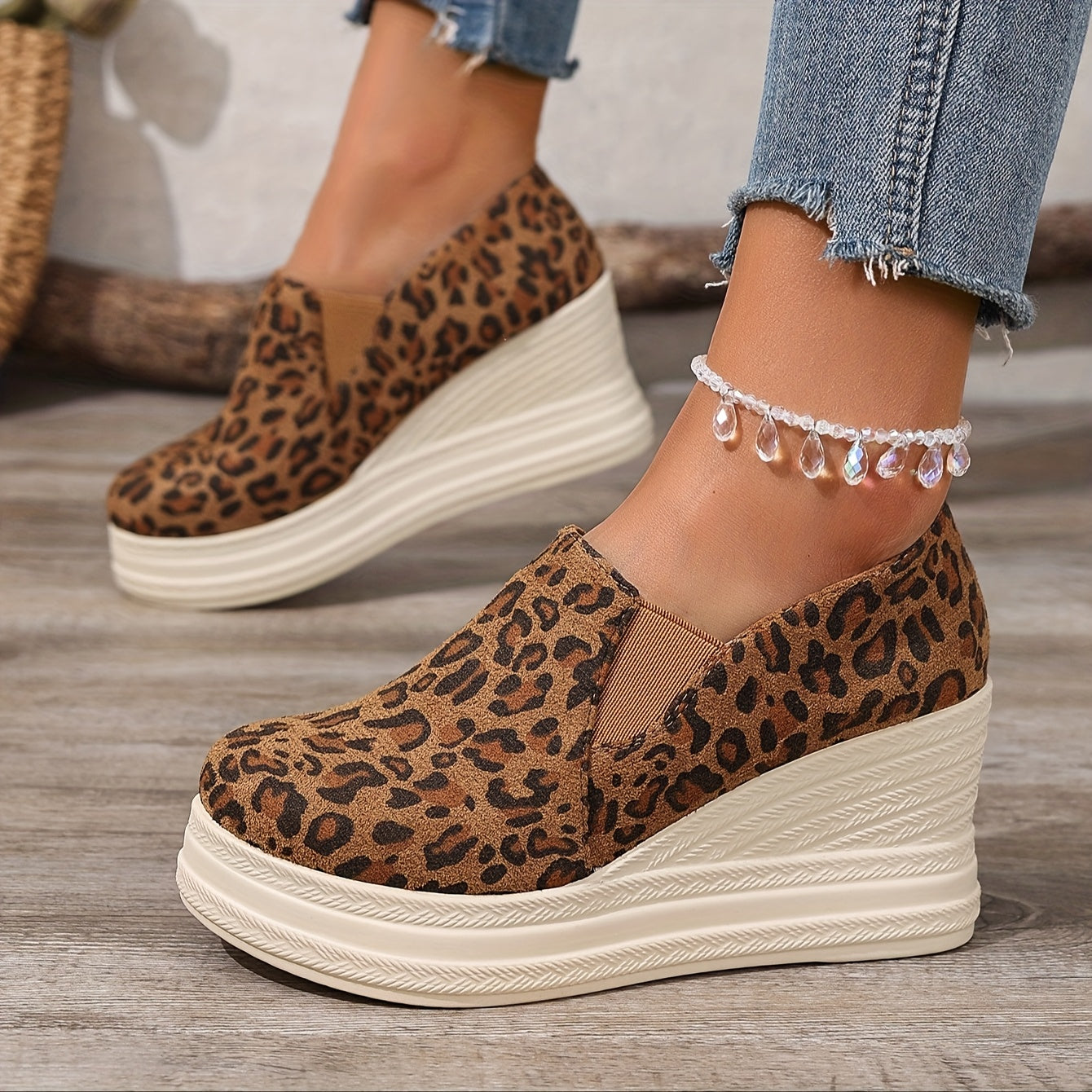 Women's Wedge Platform Flats Faux Straw Rope Sole Fashion Shoes