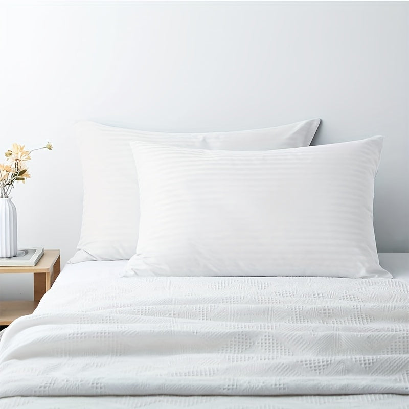 Set of 2 Zippered Pillowcases Luxury Hotel-Quality Soft Breathable Non-Balling Striped