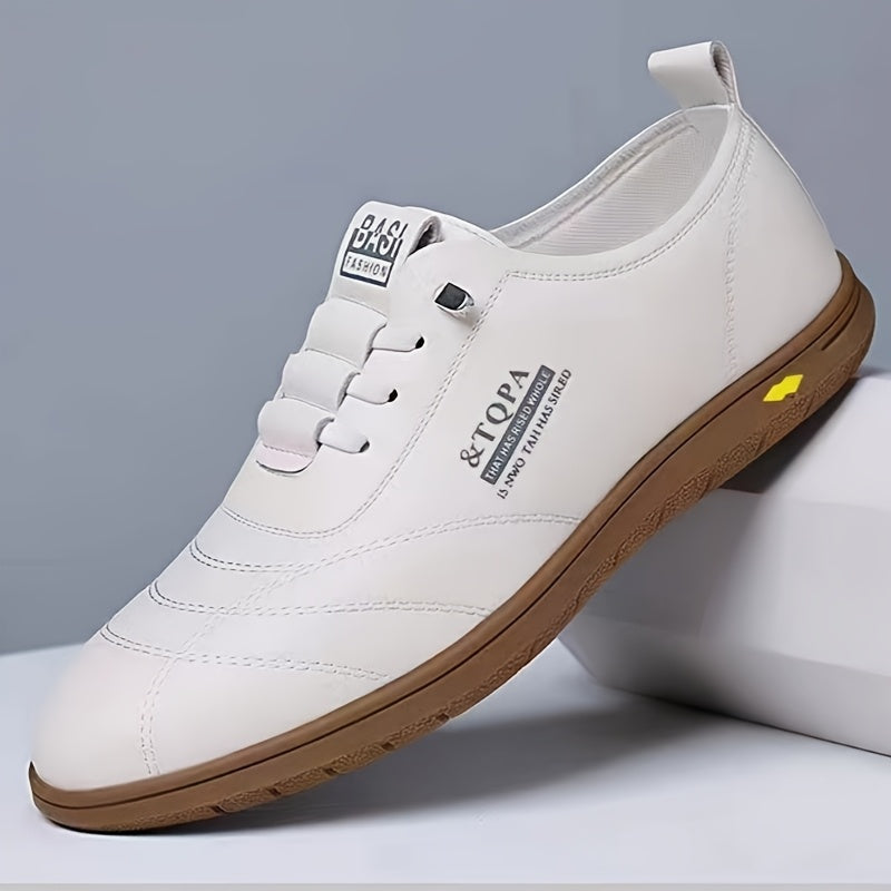 Men's Black and White Lace-Up Sneakers Rubber Sole Casual Running Low Top