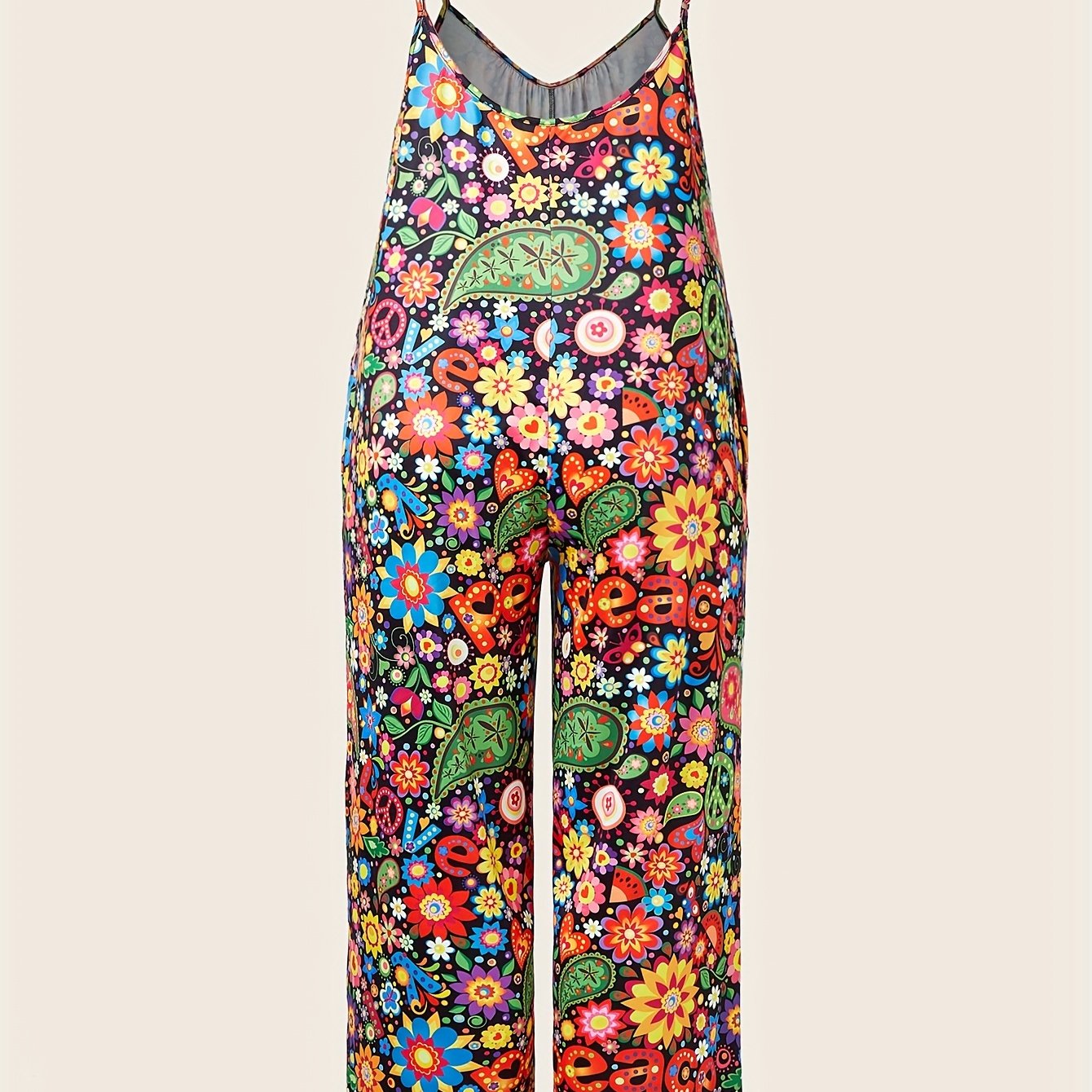 Женский комбинезон с цветочным принтом в стиле бохо, с тонкими бретелями, открытыми плечами, летний ромпер plus size