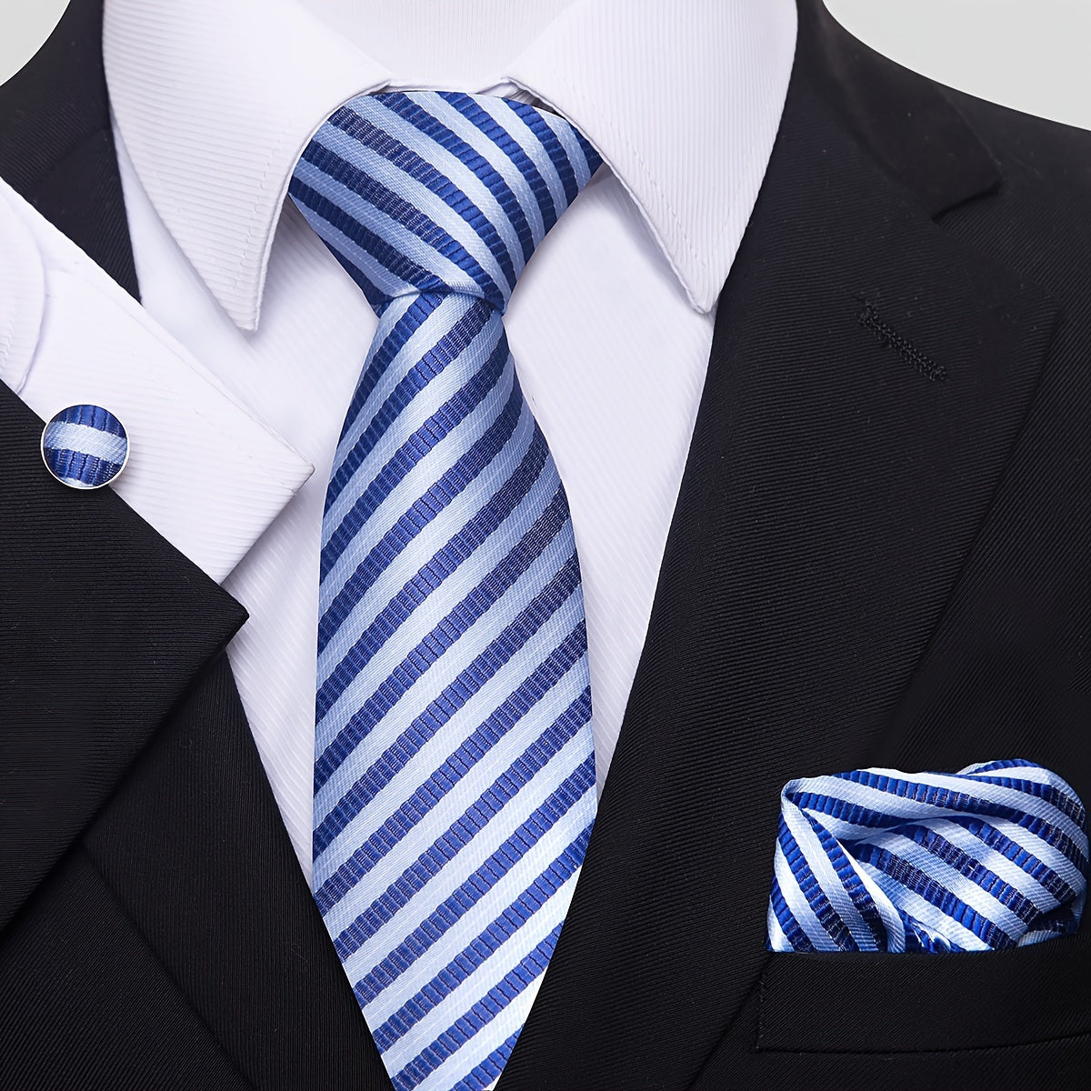 Men's Tie Pocket Square Cufflink Set for Weddings Holidays Gifting