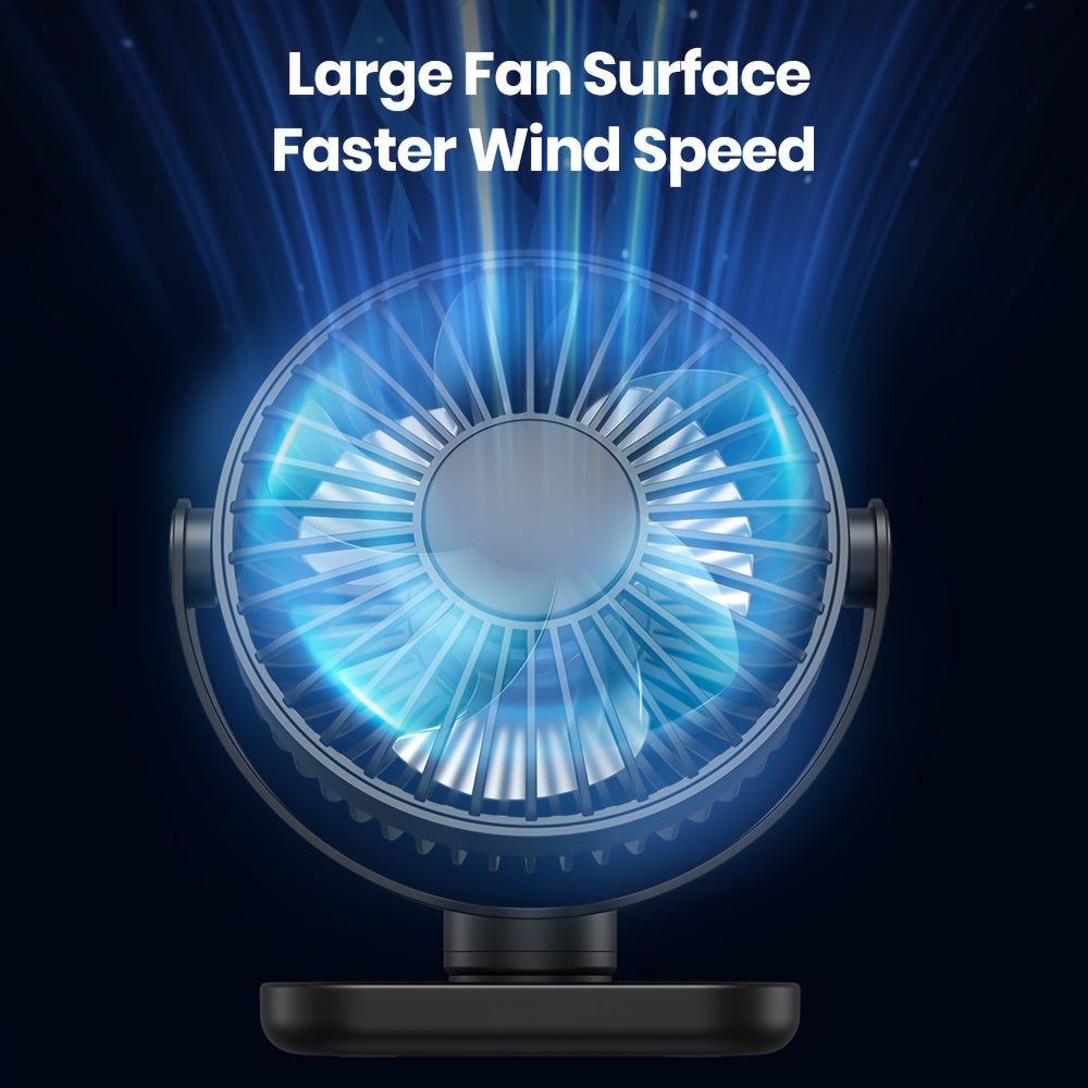 Personal USB Clip Desk Fan with Powerful Airflow, Whisper-Quiet, Portable, Adjustable Clamp