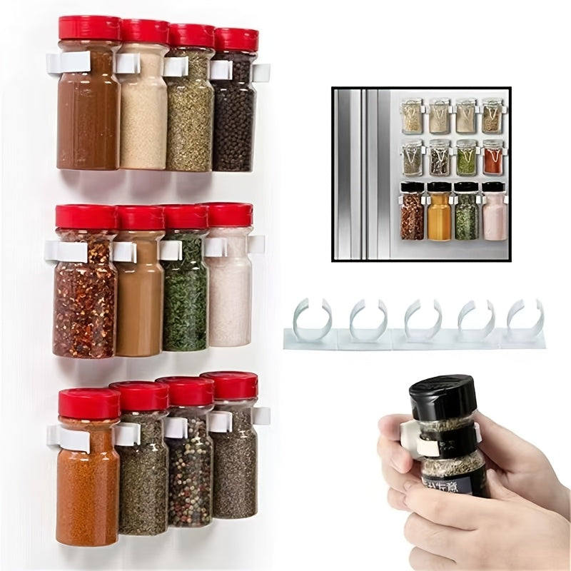 Wall-Mounted Spice Bottle Storage Rack Self-Adhesive Kitchen Organizer