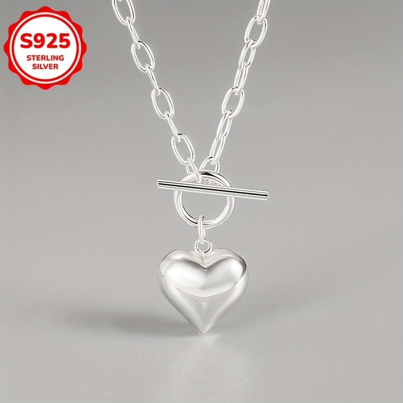 Women's Silver Pendant Necklace Heart OT Buckle Hip-Hop Style Jewelry