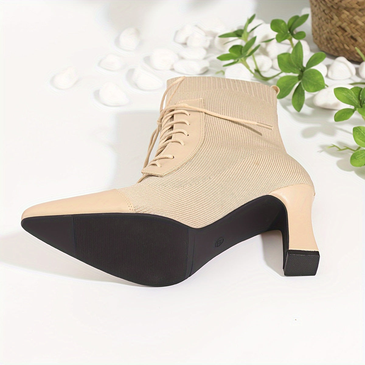 Women's Leather Ankle Boots Pointed Toe Buckle Elastic Western Winter