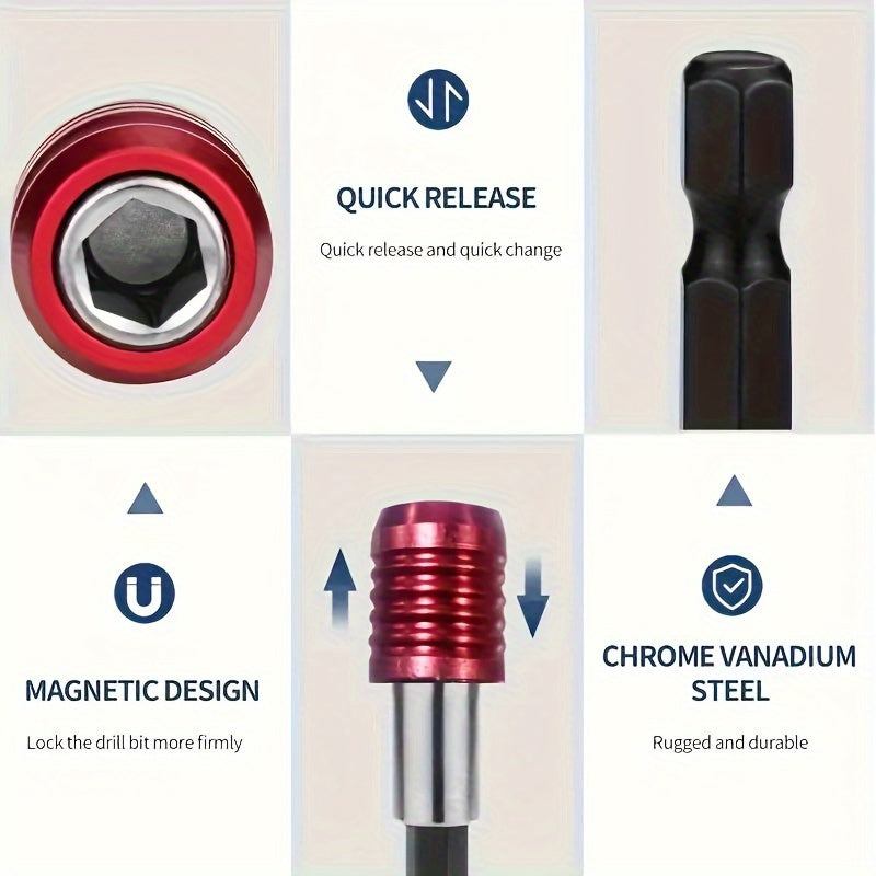 Magnetic Hex Drill Bit Holder Extension 11.8 Inches Chrome Vanadium Steel