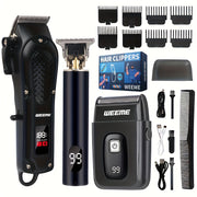 Классический черный трехкомпонентный набор: электробритва, триммер, бритва, USB-зарядка для мужчин