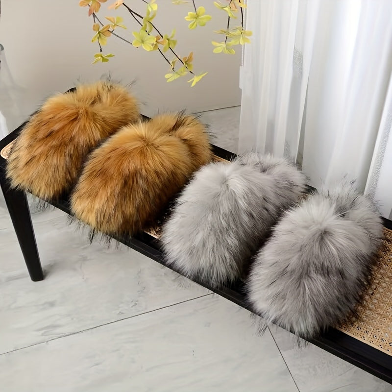 Ayollar uchun mo'rt faux mo'rtli shlyapka bilan qalin shlyapa, yumshoq tag, qulay qishli mo'rtli poyabzal