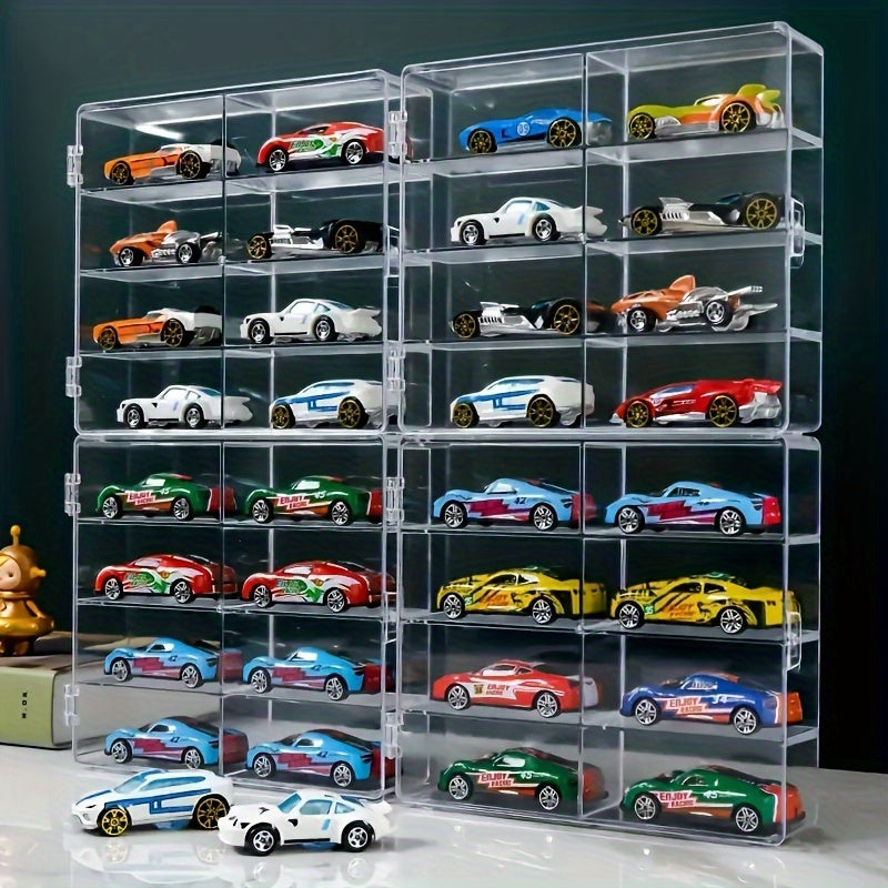 8-Compartment Toy Car Storage Box Transparent Organizer for Alloy Cars