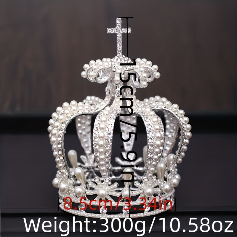 Women's Tiara Crown with Baroque Crystal Faux Pearls for Weddings and Bridal Parties