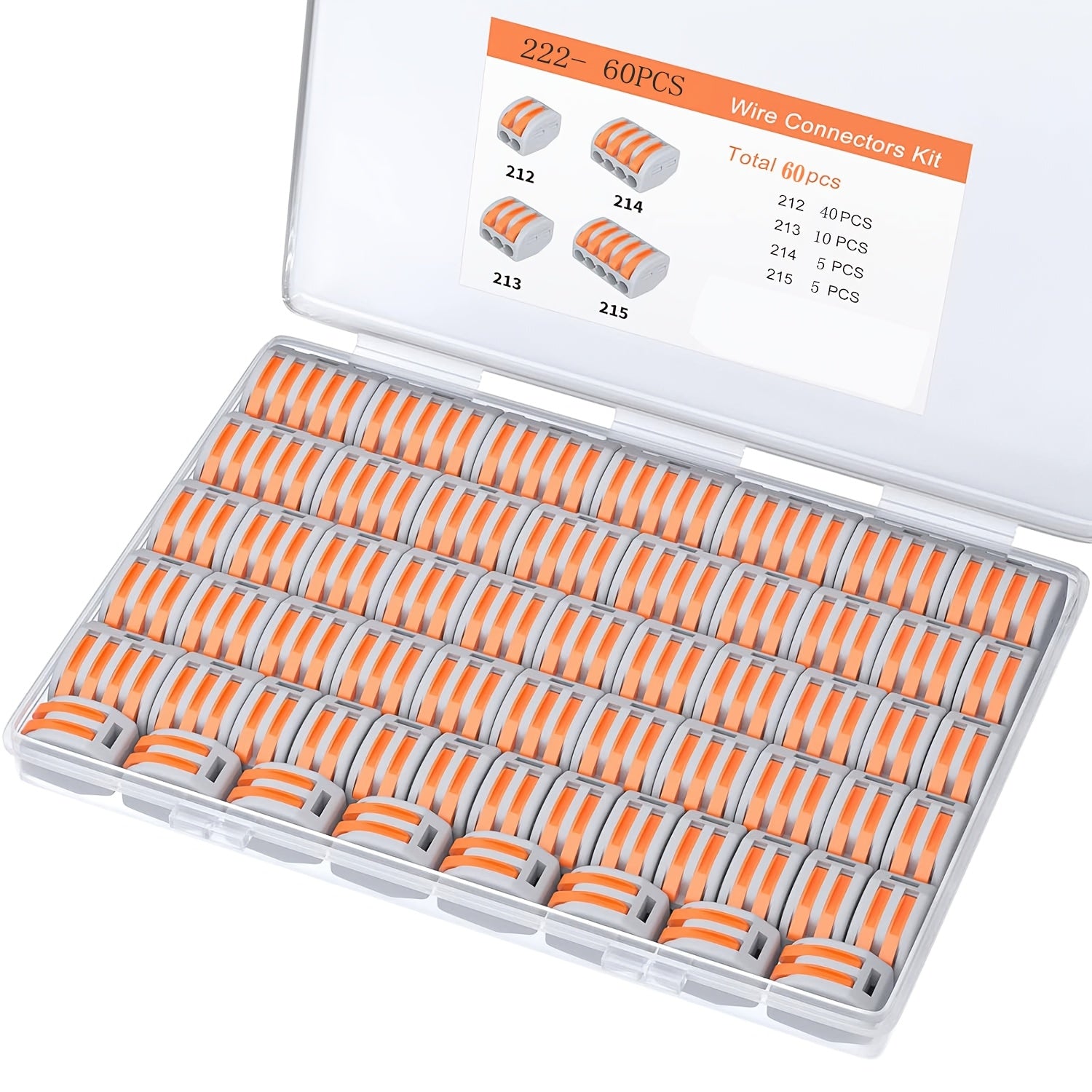 60-Piece Wire Connector Kit for Rapid Splicing 28-12 AWG Copper Terminals