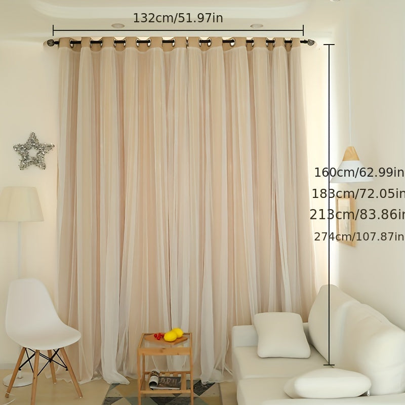 Beige Sheer Blackout Thermal Curtains Grommet Top for Bedroom Living Room
