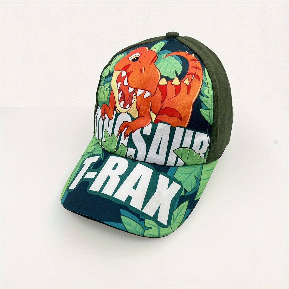 Kids Adjustable Cartoon Dinosaur Print Baseball Cap Lightweight All-Season Fitted for Boys and Girls