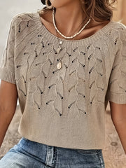 Plus Size Women's Lightweight Sweater Short Sleeve Round Neck Casual Formal