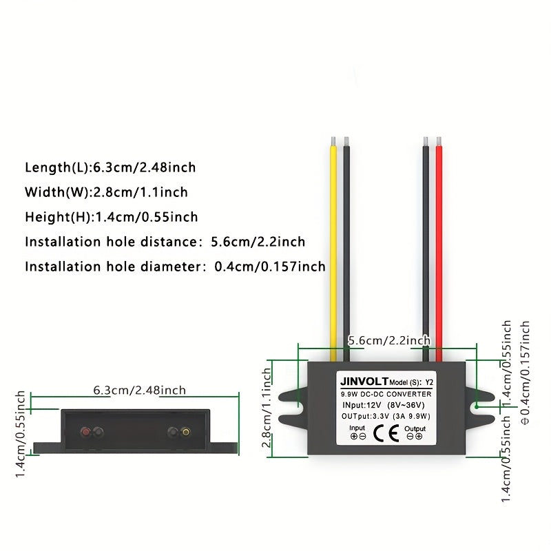DC-DC Buck Converter 8V-36V dan 3.3V 3A qisqa tutashuvdan himoya qilish sanoat quvvat manbai