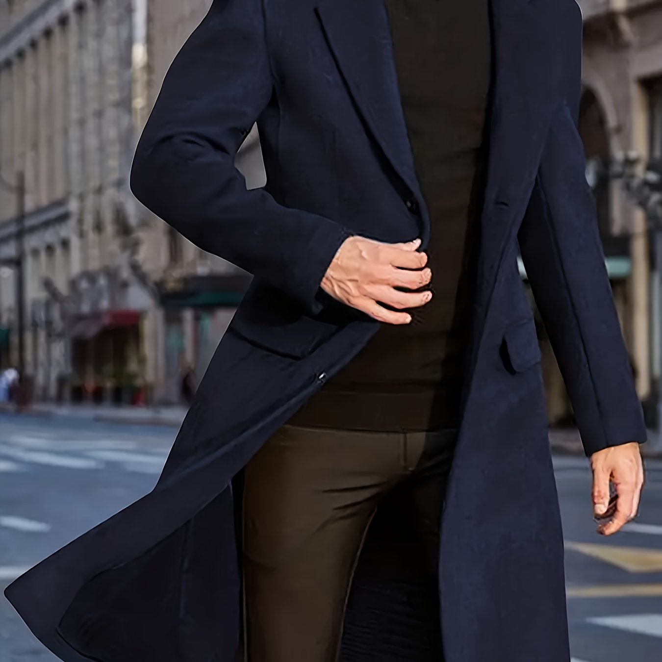 Erkaklar uchun Katta O'lchamdagi Bir Rangli Fleece Uzun Kurtka Kuz va Qish uchun