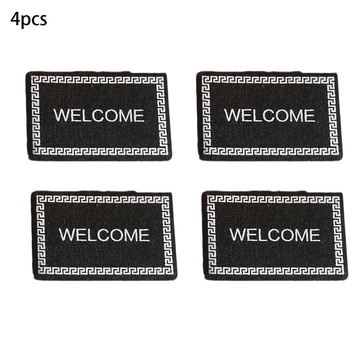 Set of 4 Mini Welcome Doormats for Dollhouse Decoration Micro Model Landscaping