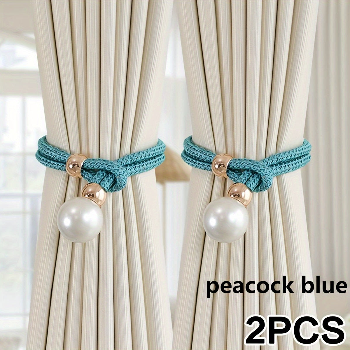 Set of 2 Pearl Decorative Curtain Buckles Adjustable Elegant Room Decor