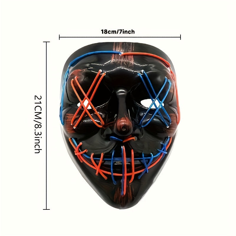 Halloween Mask with Dual-Color LED Lights PVC Material for Parties and Nightclubs