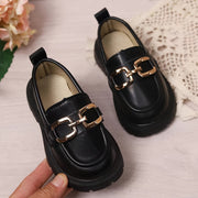 Girls' Casual Slip-On Sneakers with Thick Sole and PU Material