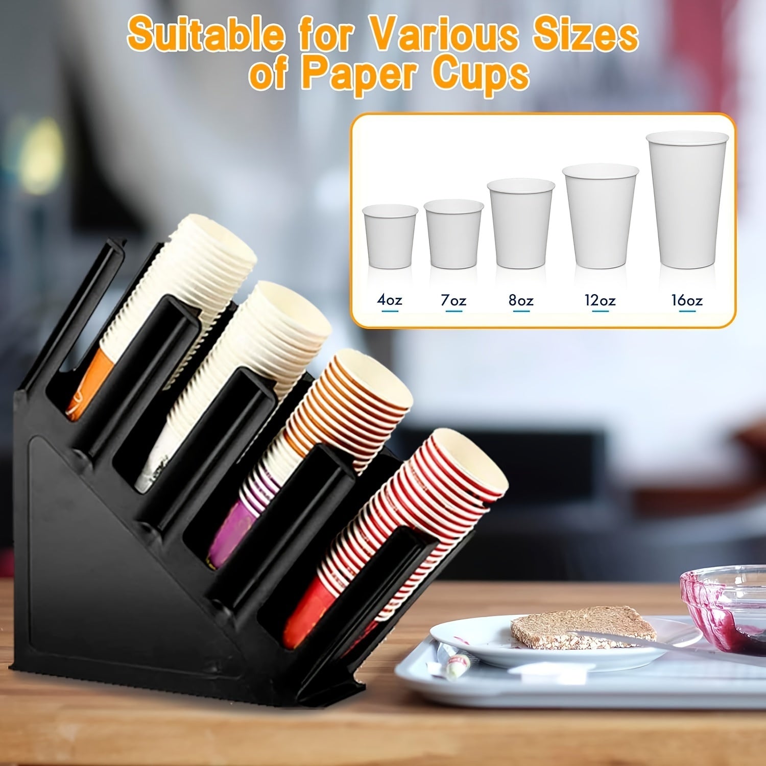 Plastic Coffee Cup Organizer with Lid Storage for Countertop, Space Saving