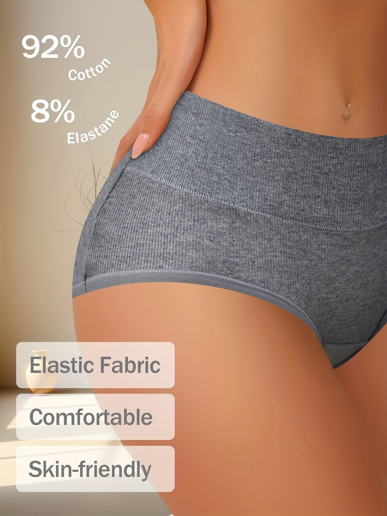 Women's Cotton Briefs 3-Pack Mid-Waist Breathable Skin-Friendly Underwear