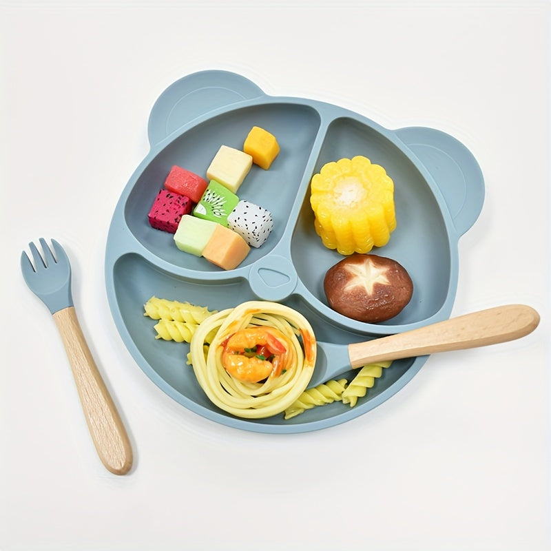 7-Piece Toddler Meal Set Silicone Utensils with Suction Cups and Cartoon Design for Infants